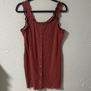 Rust faux Button-Down Sleeveless Dress